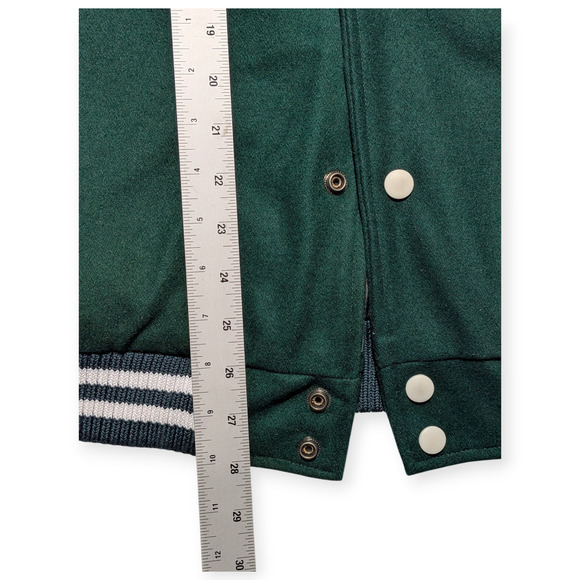 Ewha Womans University Varsity Jacket Leather Sleeves Green White L - Picture 12 of 13